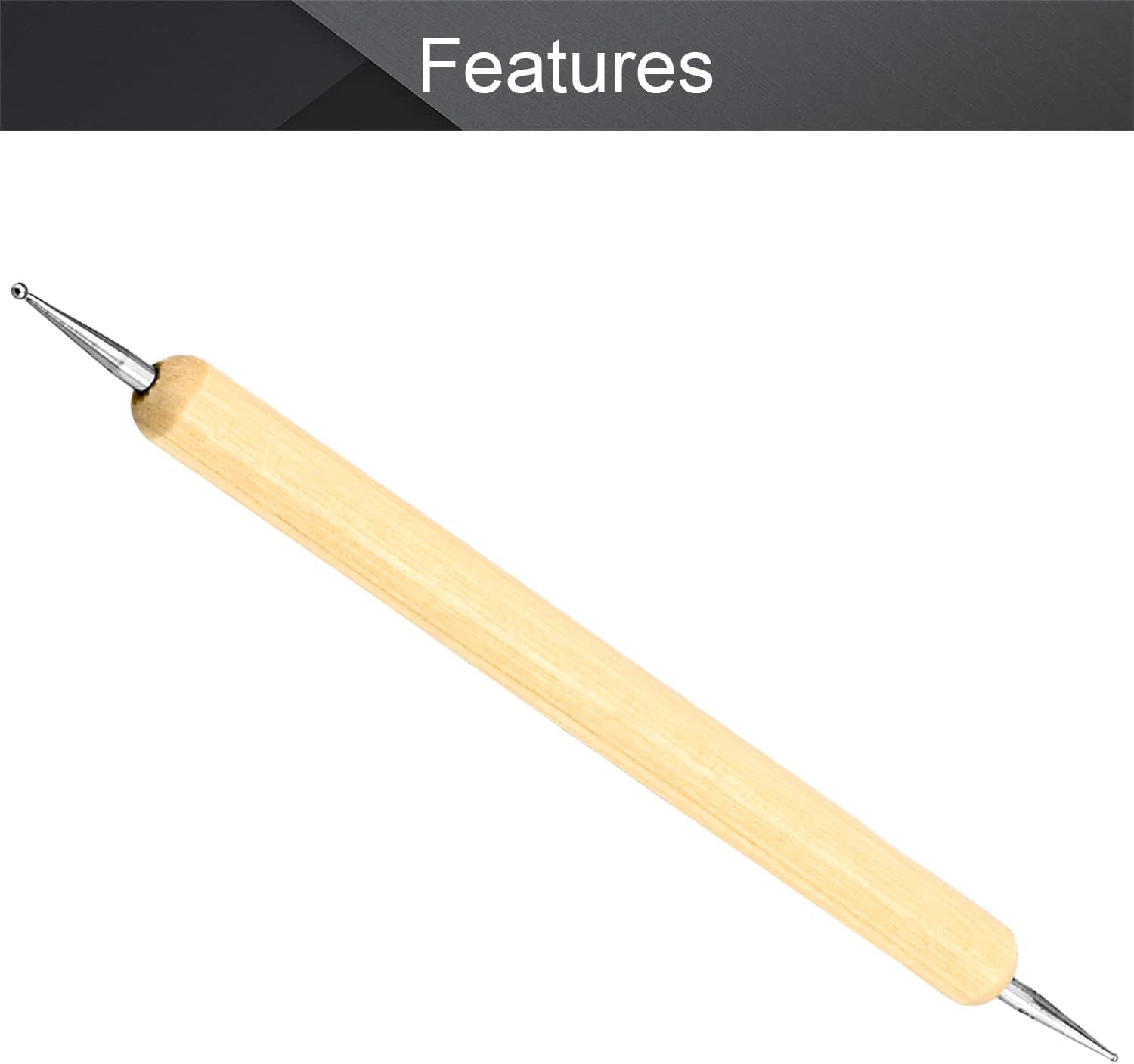 5-Pc Ball Styluses Dotting Tools, Dual-End Stainless Steel with Wood Handle | Smooth & Durable Tips, Lightweight Easy Grip, for Nail Art, Mandala, Clay, Wax, Ceramic