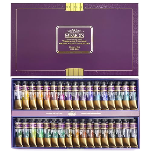 Mijello Mission Tourmaline Two-tone Granulation Watercolors 15ml x 34 Colors