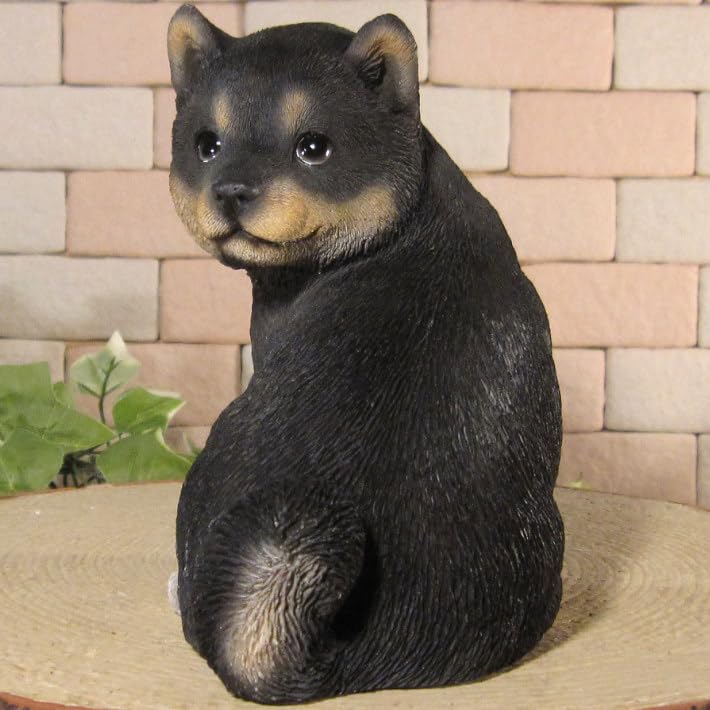 Amazon.co.jp: 置物 動物 可愛い 犬の置物 振り向き 黒柴 リアル