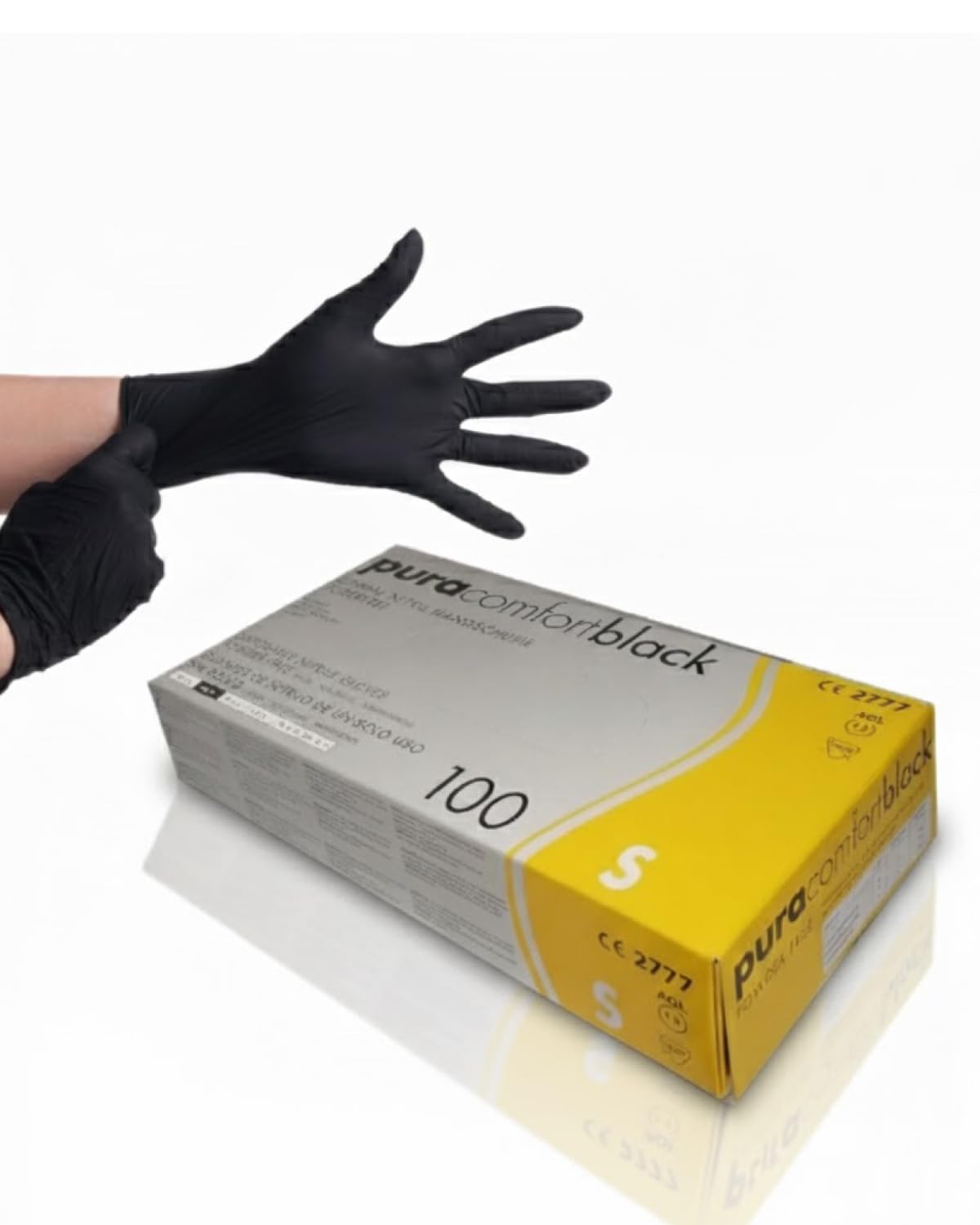 Nitrilhandschuhe Schwarz Größe S 1000 Stück | Schwarze Nitrilhandschuhe, puderfrei, lebensmittelecht, reißfest & ölbeständig, 1000 Stk