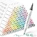 Ohuhu Marqueurs pastel à base d'alcool - 96 couleurs pastel de douceur et d'épanouissement - Marqueurs à double pointe pour coloriage et illustration pour artistes adultes - Pinceau et fin - Stylo