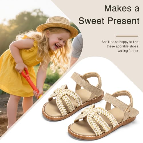 Image of Girls Gladiator Sandals with Adjustable Buckle Comfy Ankle Strappy Flat Shoes