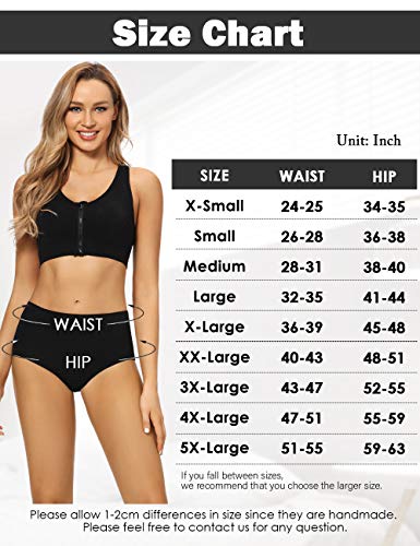 Pokarla Women's Cotton Stretch Underwear Ladies Mid Rise Briefs Panties 5-Pack Black Plus Size(3X-Large) #TOP5