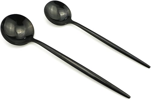 Miniatura 4 de JASHII Juego de cubiertos de 24 piezas  Utensilios de acero inoxidable 1810, tenedores, cucharas, cuchillos, juego de cubiertos de lujo negro pulido