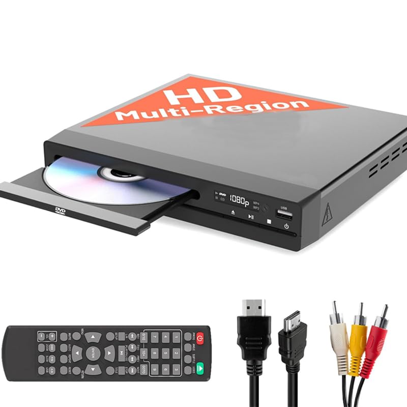 Reproductor de DVD HDMI ZUMKUNM modelo 2025 para TV | 1080P libre de región para Smart TV | Mini reproductor compacto con USB, CD y MP3 | Cable HDMI, cable RCA y control remoto incluidos