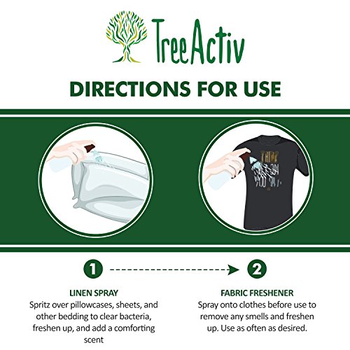 TreeActiv Natural Linen Spray, Kills Acne Causing Bacteria, Eliminates Odors, Fabric, Bedding, Clothing, Carpet & Furniture Refresher, (8 fl oz) (Lavender)
