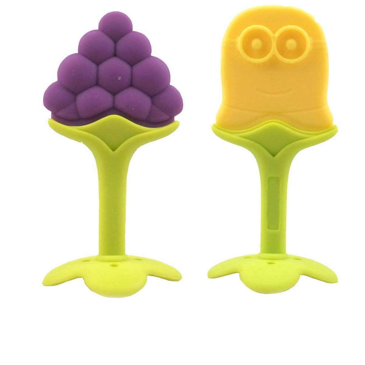 HONEY BOOSilicone Fruit Shape Teether Combo- Pack of 3 (Yellow Grape)