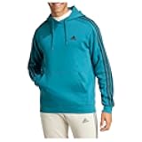 Mens Essentials Fleece 3-Stripes Pull Over Hoodie Training Athletic Outerwear Casual - Blue - Size M