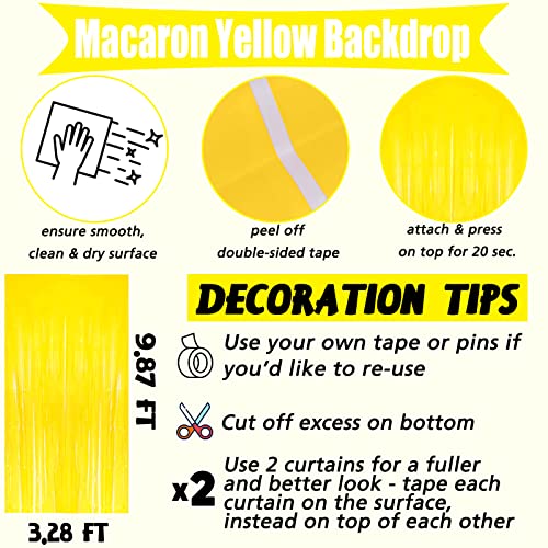 Image of 4 Pack New Yellow Fringe Curtain Backdrop, 3.2Ft x 9.8Ft Metallic Tinsel Foil Fringe Streamers Curtains Background for Photo Booth Birthday Wedding Baby Shower Party Thanksgiving Christmas Decorations