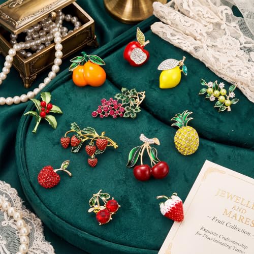 Image of Junkin 12 Pcs Women Brooches Bulk Vintage Rhinestone Pin Set