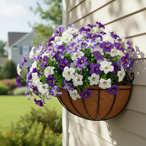 Artificial Flowers for Outdoors Fake Flowers Decor 12 Bundles Silk Morning Glory Plants for Planter Porch Patio Yard Garden (12, Purple) image 8
