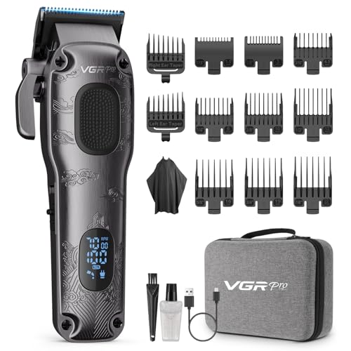 VGRPRO Tondeuse Cheveux Hommes Professionnel, tondeuse homme sans fil avec étui, Électrique kit de coupe pour maison & coiffeur, écran LED, cadeau homme...