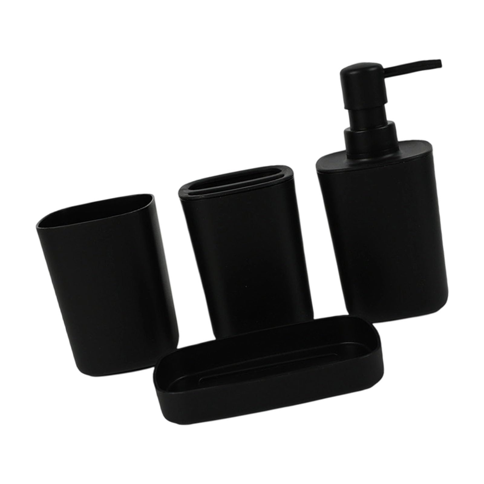 Xjdzineq 4pc Bathroom Press Type Lotion Dispenser Toothbrush Rack Square Cup Space Saving Solution Bathroom Storage Set