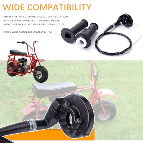Image of Mini Bike Throttle Cable Assembly Kit fit for Coleman CT200U CT200U-EX BT200X Baja DB30 Warrior MB200 Predator 212cc Massimo Motovox 196cc 200cc 6.5hp Engine Parts (7 /8 inch Handlebar)