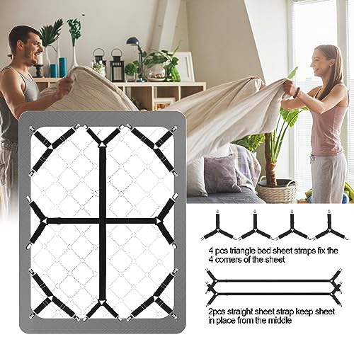 image for Luyena Bed Sheet Straps,6 PCS Secure and Fitted Sheet Straps for Full 
