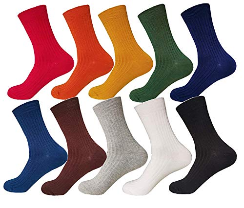 Chung Unisex 10Pack Novelty/Solid Color Dress Socks Cotton Colorful Pattern Fashionable Funny Casual Crew , Solid Color #TOP20