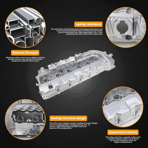 Image of Aluminum Valve Cover W /Gasket & Bolts for BMW 1 Series M 135i 135is 325i 335i 335is 335xi 535i 535xi 740i 740Li M135i M140i M235i M240i M2 X6 Z4, Replaces 11127565284 11127565286