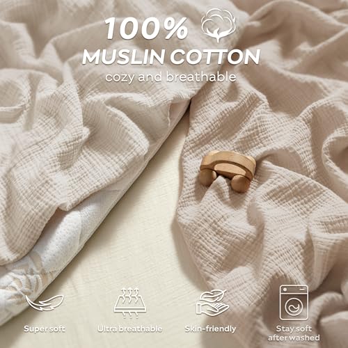 Image of JELLYMONI 2 Pack Muslin Toddler Pillowcase for 13x18 Pillow, 100% Cotton Baby Pillow Case Cover for Bed, Toddler Cot and Travel, Soft & Breathable Baby Kids Envelope Pillowcase, No Pillow