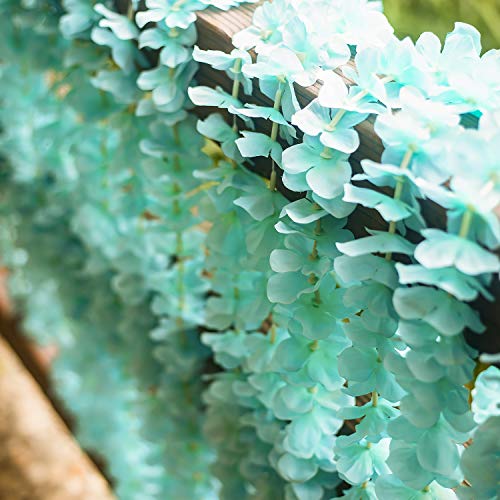 Gpark 10 Pack 6.5 Feet / 78 Inch Wisteria Artificial Fake Hanging Flowers Silk Vine Ratta Plants Leaf Garland For Home Wedding Party Garden Outdoor Greenery Wall Decoration Blue #TOP6