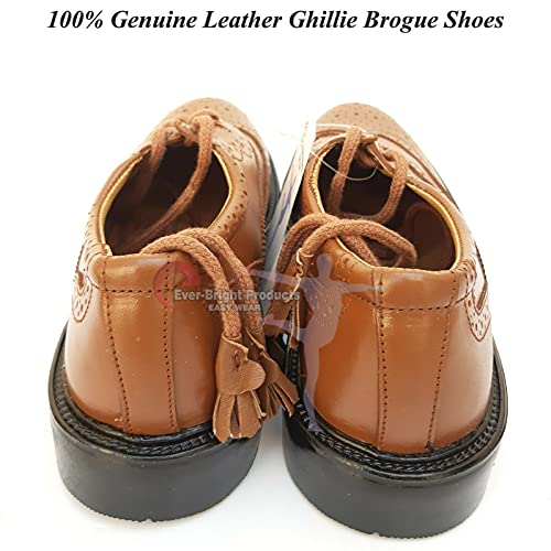 Leather Ghillie Brogue Kilt Shoes Traditional Scottish Piper and Highland Outfit Wedding Shoes UK Size 6-133