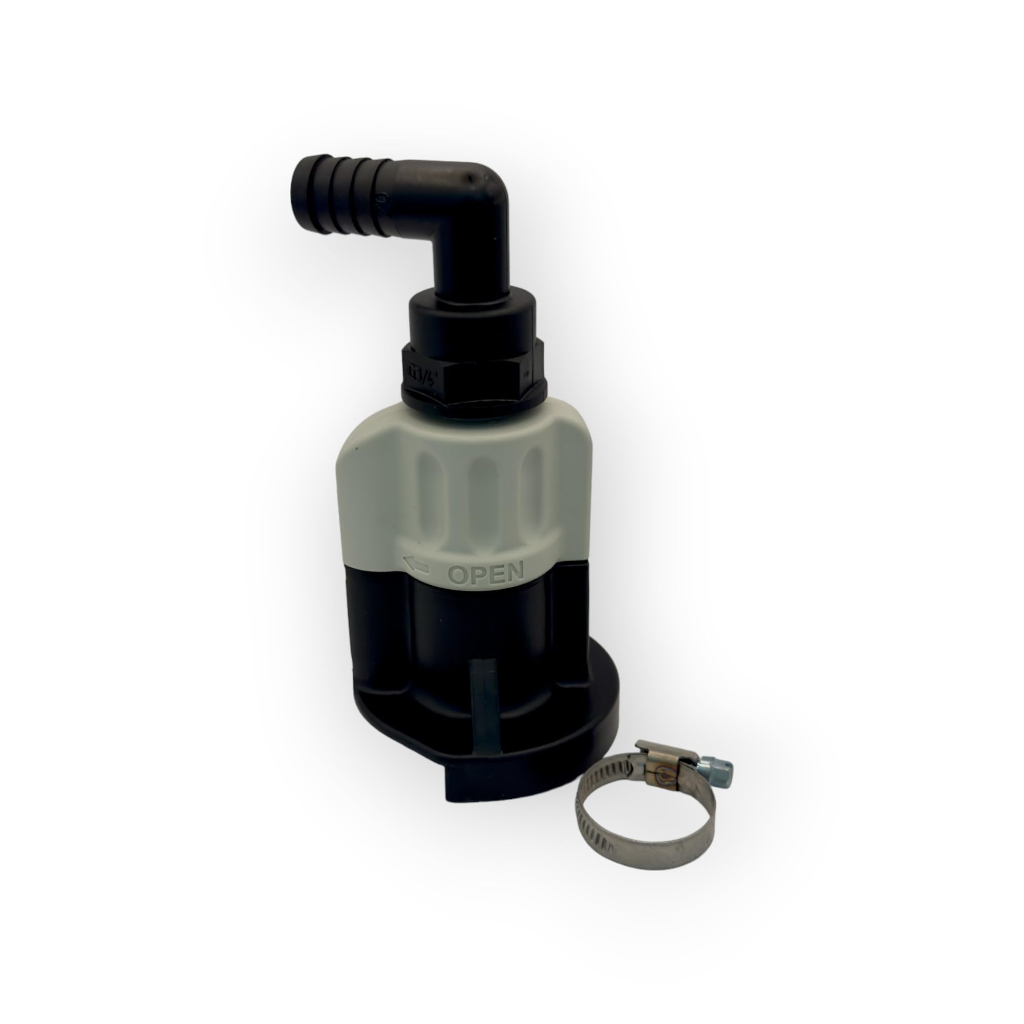 Piusi Black Or Grey Sec Connection For Adblue/Def And Water Barrels With 90° Output And 3/4 Inch Hose Holder, F15452000
