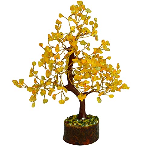 Image of REMEDYWALA Charged Energized Citrine Crystal Tree for Reiki Healing, Citrine Stone Tree Showpiece for Good Luck Home Decor, Beautiful Crystal Tree, Citrine Tree 300 Beads