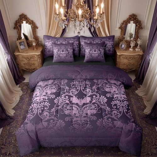 Erosebridal Gothic Damask 7-Piece Comforter Set, Full Bed