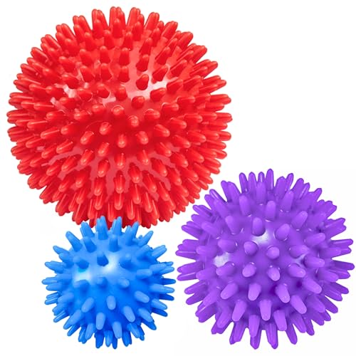 Beenax Spiky Massage Balls (Set of 3) - 6cm 8cm 10cm - Plantar Fasciitis Trigger Point Deep Tissue Myofascial Release Stress Ball Yoga Pilates Exercise Rehab Physio