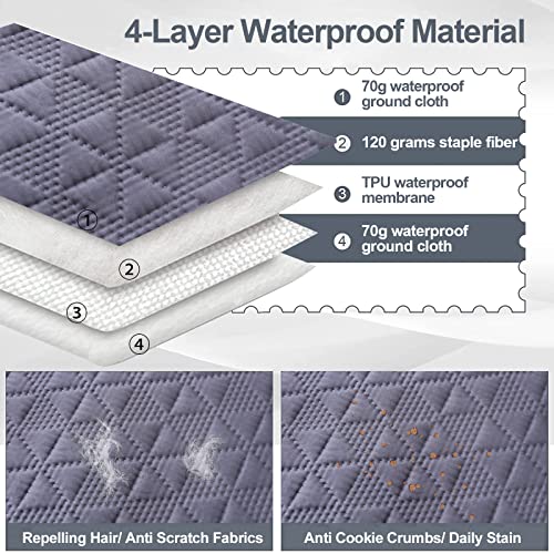 Taiyang 100% wasserdichte Sofabezug für Hund, Hundebettdecke, Hundebettabdeckungsschutz, Couchmöbelschutz für Kinder, Hund, Katze (Grau, 132-208cm)
