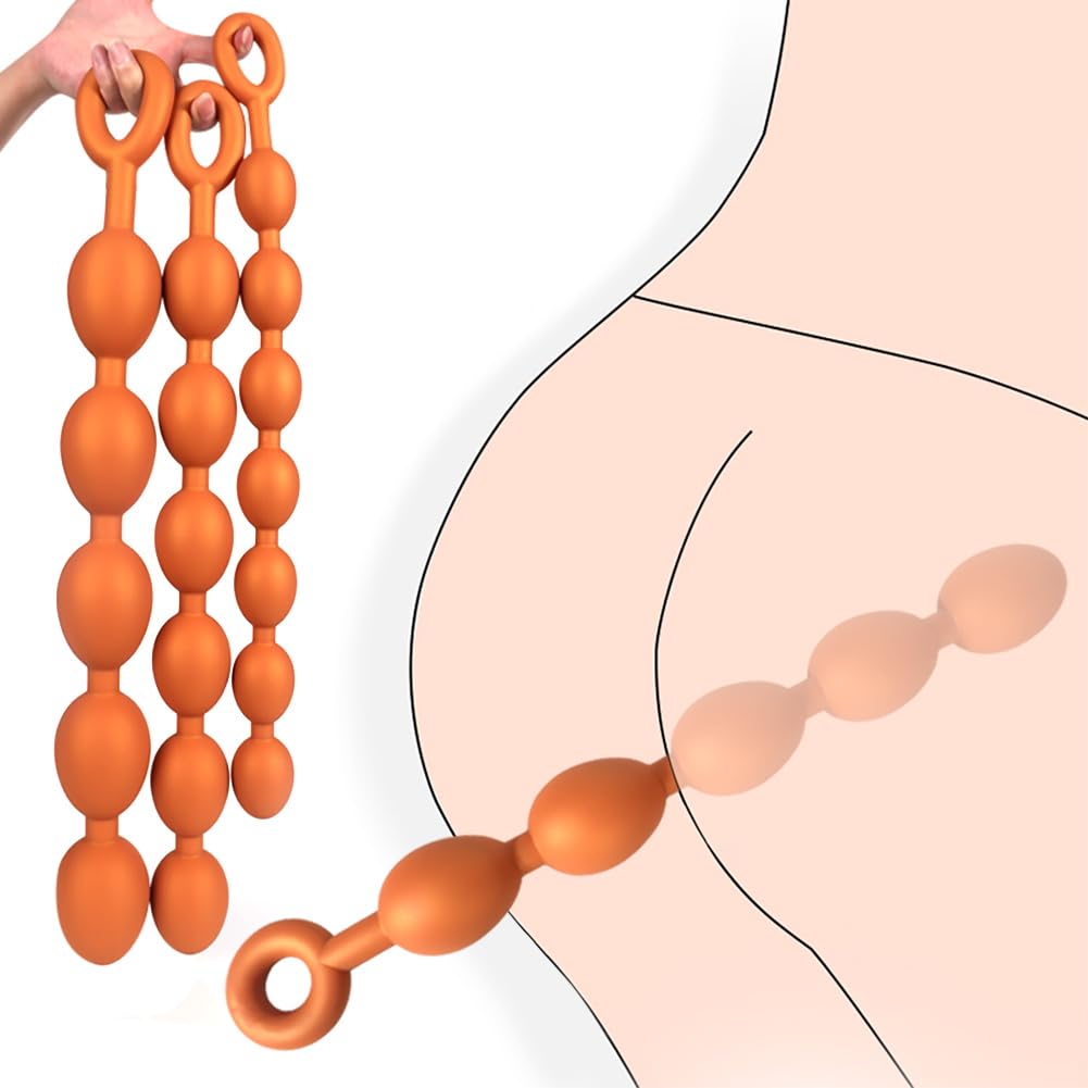 SXOVO Palline Anali Extra Grandi Plug Analesex Toy in Silicone Liquido con Anello Sicurezza Plug Anale-Dilatatore per Stretching Anale e Stimolazione Prostata BDSM Toys Sessuali per Donna Uomini (M)