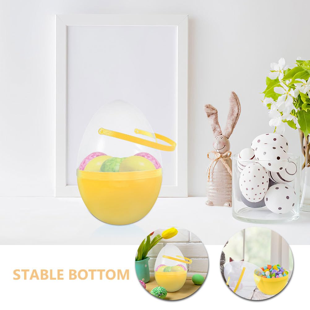 Artibetter 2 Uova di Pasqua Giganti: 25 Cm, Aperte in Alto con Manici per La Caccia Pasquale - Sacchetti di Plastica Giganti Riempibili