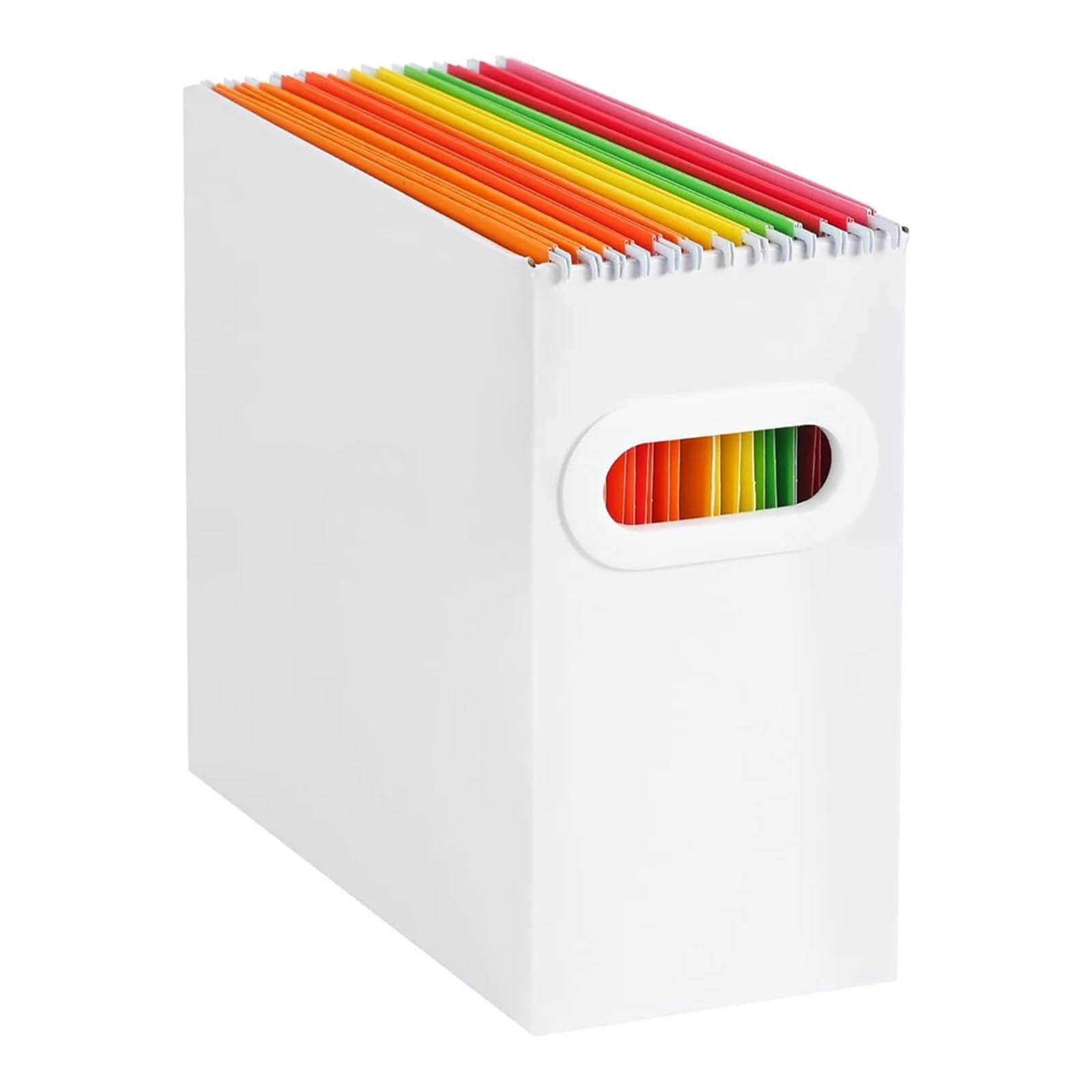 Caja Archivador Caja de archivo plegable 2 piezas con asa metal, diseño sin tapa, caja almacenamiento que ahorra espacio, organizador archivos for cuadernos, revistas, documentos(White)