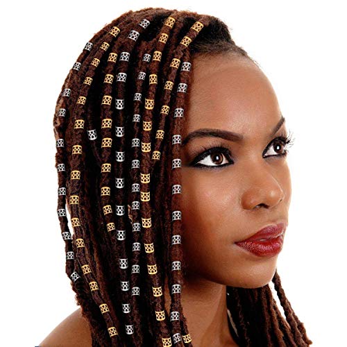 200 Pcs Dreadlocks Beads Hair Braid Rings Clips Dread Locks Hair Braiding Metal Cuffs Decoration/Accessories Jewelry, Silver And Gold, Unisex #TOP5