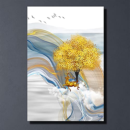 Peintures sur toile abstrait feuilles d'or impression premium - 4