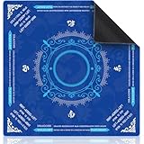 Eikovia Mahjong Mat,Mahjong Mat for Table with Bag,32.3 x 32.3 Inch Non-Slip Noise Reduction Gaming Mat for Mah Jongg,Poker,Board Games, Dominoes,Card Games(Blue)