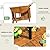 Devoko 5 PCS Patio Furniture, Patio Dining Set Acacia Wood Outdoor Table and Chairs, with 4 Folding Chairs and 37" Round Movable Table, Outdoor Dining Set for Lawn, Balcony, Garden (Light Brown)