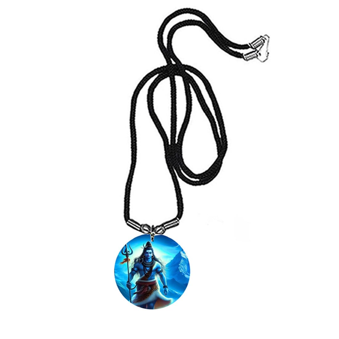 abhiora fashion Lord Meditating Shiv Shankar Blue Acrylic Religious Pendant with Cord Chain Spiritual Hindu Devotional for Men and Women-picture-44