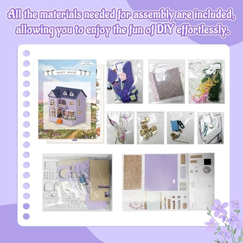 Flever Dollhouse Miniature DIY House Kit Creative Room with Furniture for Romantic Valentine's Gift (Happy House) - Thumbnail 5