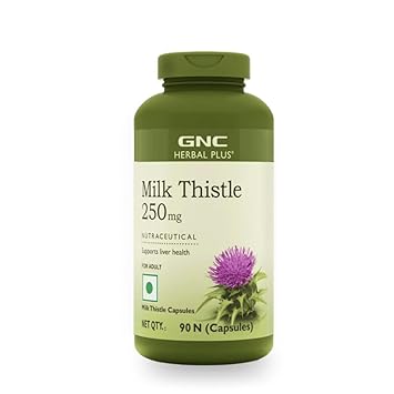 GNC Milk Thistle 250mg with 80% Silymarin | 90 Veg Capsules | Supports Liver Detox, Liver Health, Alcohol Protection, & Fatty Liver Care | Helps Remove Toxins & Boost Liver Function | USA Formulated - image, photos