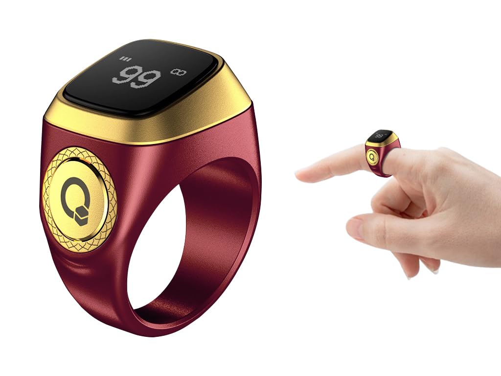 Smart Ring Tasbih Counter for Muslim Islamic Prayer - Digital Electronic Tally Tasbeeh Zikr (Brown, 18mm)