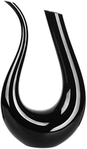 Decantador de vino negro, 100% sin plomo, en forma de U, jarra de vino de cristal soplada a mano para vino tinto