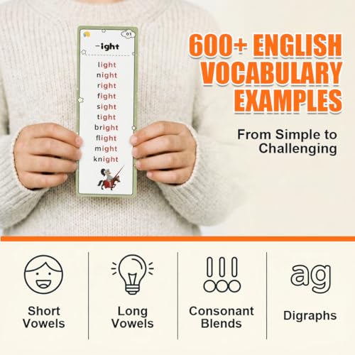 Image of PATPAT Phonics Flash Cards 31 Sheet, 600 English Examples