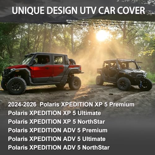 Image of Waterproof UTV Cover Compatible with Polaris Xpedition 5 Seats | 6 Layers All Weather Cover with Air Vents, Door Zipper and Windproof Buckles and Bands for Rain Snow Dust Protection