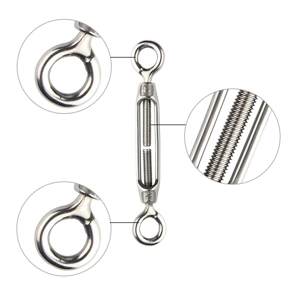 Tenditori In Acciaio Inox 304 | 6 Pezzi M4 Per Funi E Cavi | Regolabili E Resistenti | Per Giardino, Amache E Antenne - Foto 7