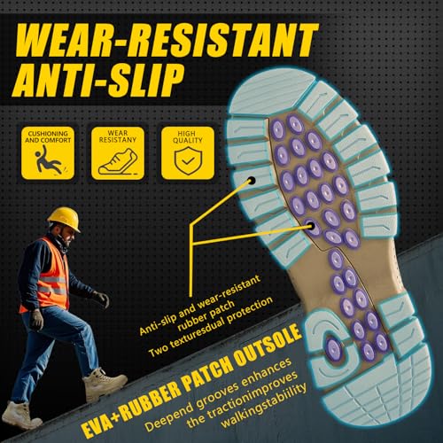 Image of Steel Toe Shoes Puncture Resistant Safety Work Boots for Men.