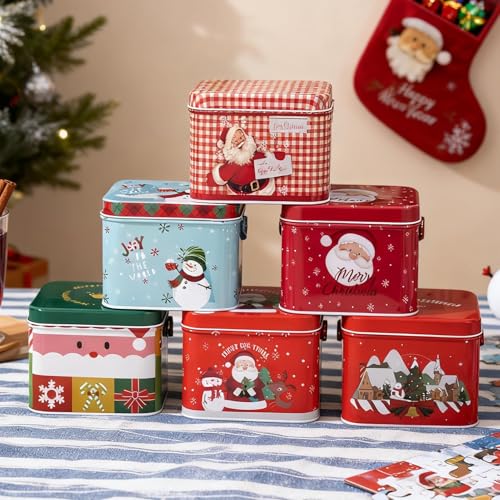 Latas de metal para galletas con asa pack de 6 recipientes herméticos 8