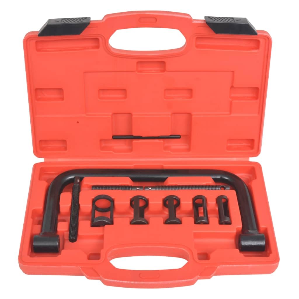 Set di 10 tendimolle per valvole in acciaio con 5 misure di adattatori in valigetta per auto, moto, officina e riparazione, strumenti manuali professionali per manutenzione e montaggio