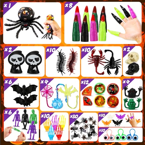Zunaco 300PCS Halloween Party Favors for Kids, Trick or Treat Gifts Goodie Bag Fillers, Halloween Bulk Fidget Toys Party Supplies for School Classroom Carnival Prizes Treasure Box - image 3