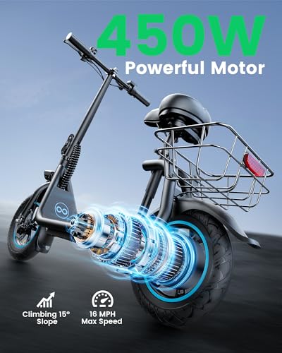 C1 Electric Scooter with Seat for Adults, 450W Motor,