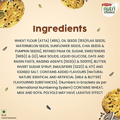 Britannia Nutri Choice Seeds Biscuits - 0% Maida, 15% Seeds, High Fibre, 75g - Image 3